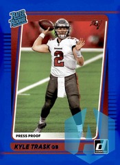 2021 Donruss Rated Rookie Blue Press Proof #257 Kyle Trask Tampa Bay Buccaneers